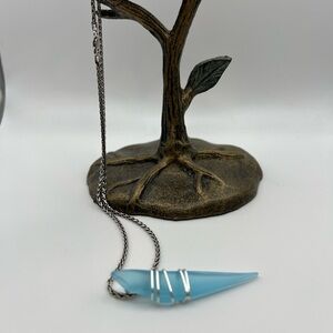 16” Vintage Sterling Silver Necklace and Turquoise Tumbled Glass Pendant